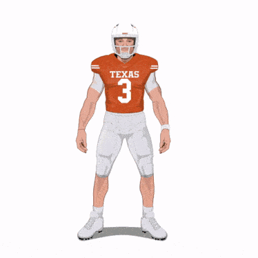 an illustration of a texas football player wearing a number 3 jersey