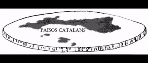 a drawing of a flat earth with paisos catalans written on the bottom