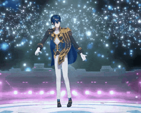 a cartoon character is dancing on a stage