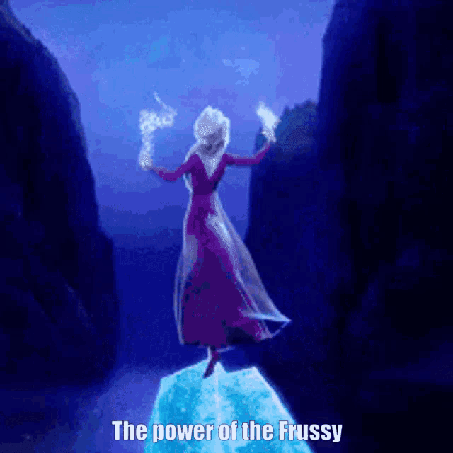 a picture of elsa from frozen with the power of the frussy