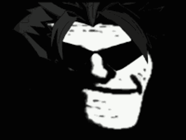 a black and white drawing of a skull wearing sunglasses