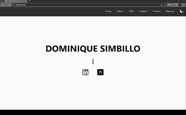 a computer screen shows a website for dominique simbillo , a developer .