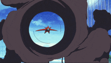 a cartoon of a plane flying through a circle