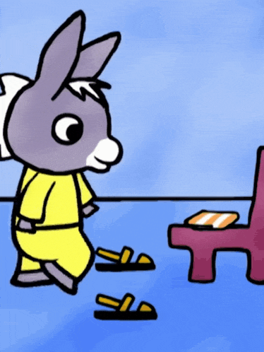 a cartoon drawing of a donkey wearing a yellow robe