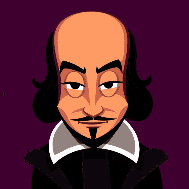 a cartoon drawing of a bald man with a beard