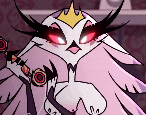 a cartoon bird with a crown on its head is holding a sword