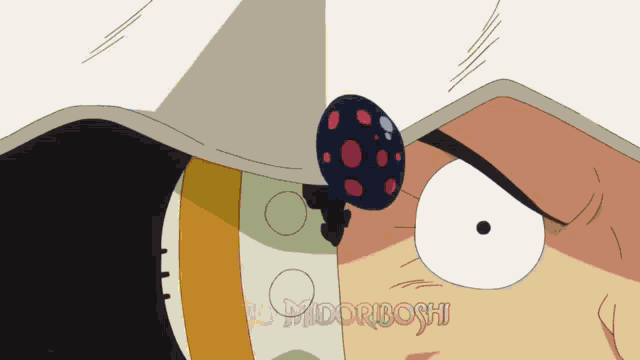 a close up of a cartoon character 's face with the words " madoriboshi " on the bottom