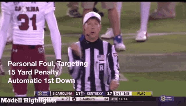 a football game between carolina and kentucky is being shown