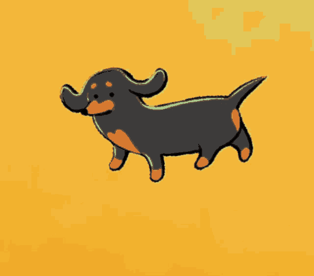 a cartoon drawing of a dachshund with a big nose