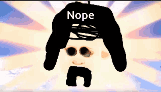 a drawing of a person with the word nope written on their head