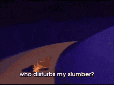 a lion cub is laying on the ground with the words who disturbs my slumber