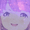 a close up of a pixel art of a person 's face with a heart shaped face .