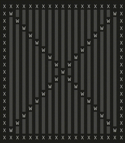 a black and white striped pattern with the letters w on the bottom