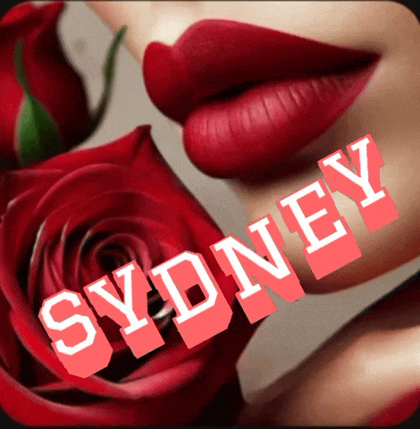 a close up of a woman 's lips with the word sydney written above them