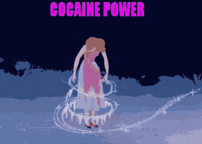 a cartoon of a woman with the words cocaine power written above her