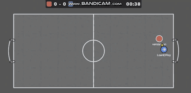 a soccer game is being played on bandicam.com and the score is 0-1
