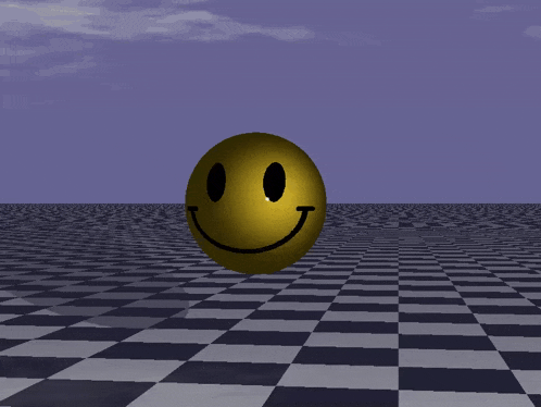 a smiley face is on a checkered floor