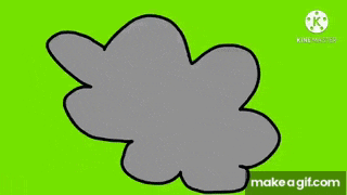 a cartoon of a cloud on a green screen .