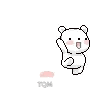a pixel art drawing of a white teddy bear with pink cheeks .