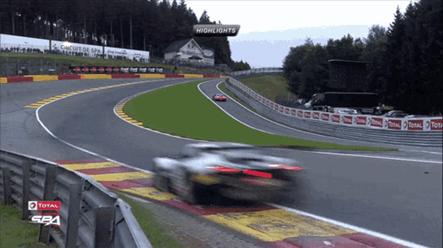 a blurred image of a race track with the words highlights at the bottom
