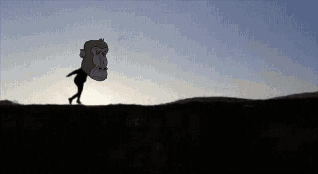 a person carrying a monkey head on their back