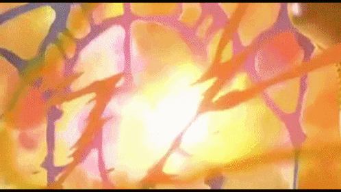 a close up of a painting of a flower with a yellow center