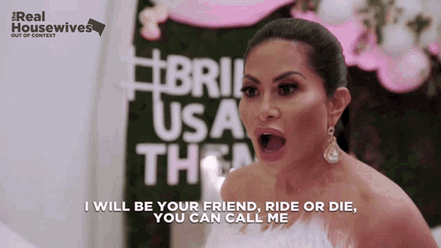 a woman in a white dress says i will be your friend ride or die