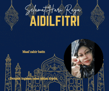a greeting card with a picture of a woman and the words " selamat hari raya aidilfitri " on it