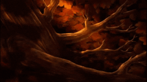 a cartoon drawing of a deer jumping from a tree