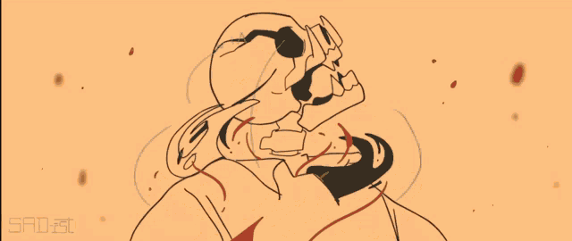 a drawing of a man 's face with the word sad at the bottom left