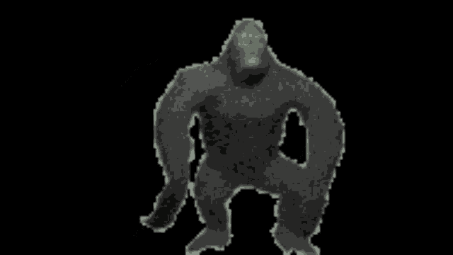 a black and white drawing of a gorilla with a black background