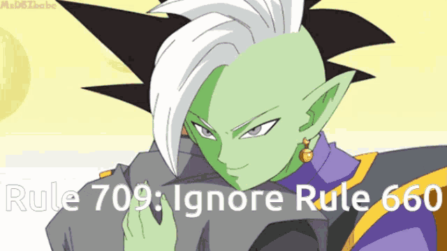 a picture of a cartoon character with the words rule 709 ignore rule 666