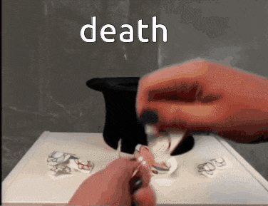 a picture of a person 's hand with the word death above it