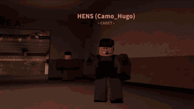 a screenshot of a video game with hens ( camo_hugo ) written on the top