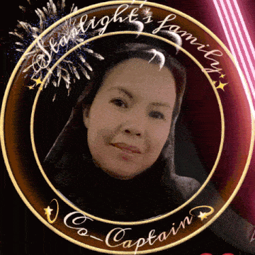 a picture of a woman in a circle with the words co-captain on it