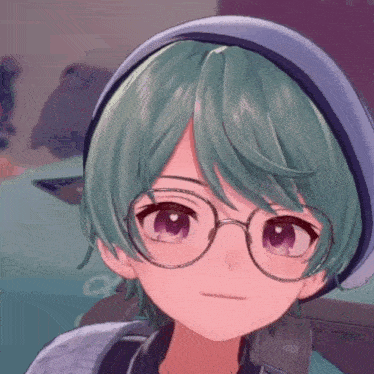 a close up of a person wearing glasses and a beret