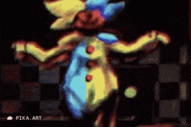 a pixel art of a clown with pika art written on the bottom