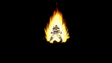 a cartoon drawing of a flame with chinese writing