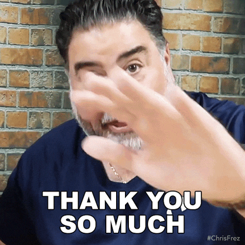 a man covering his face with his hand with the words thank you so much below him