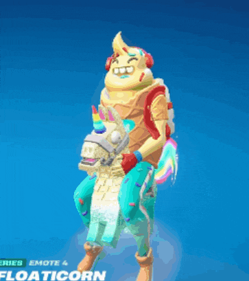 a cartoon character riding on the back of a unicorn with the word floaticorn on the bottom