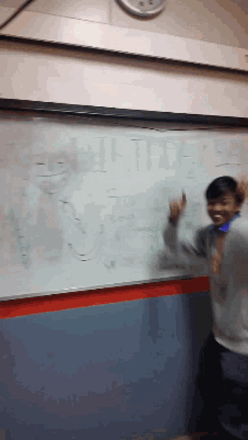 a man stands in front of a whiteboard that says birthday