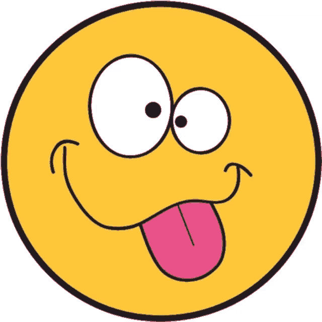 a cartoon smiley face with its tongue out