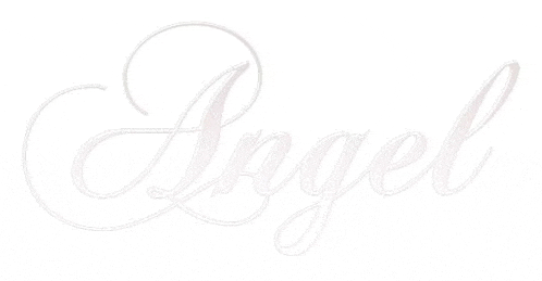 the word angel is written in a fancy font on a white background .