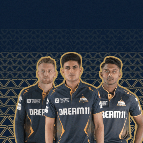 a group of cricket players wearing shirts that say dream11