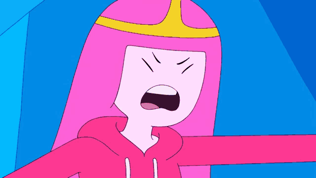 princess bubblegum from adventure time is wearing a red hoodie