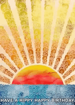 a happy birthday card with a sunset and the words have a hippy happy birthday
