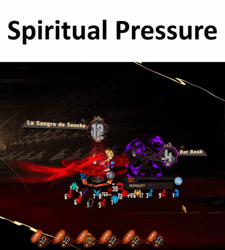 a screenshot of a video game with the words spiritual pressure on the bottom