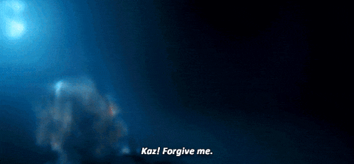 a blue background with the words kaz forgive me written on it