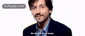a man with a beard and mustache is smiling and saying no . no , you are so wrong .
