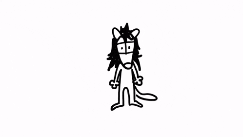 a black and white drawing of a cartoon character .